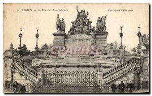 Old Postcard Rouen Fountain St. Mary Children