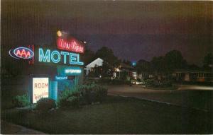 Autos 1960s Lin-Del Motel Night Neon HARDEEVILLE SOUTH CAROLINA Roadside 4966