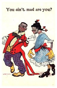 Black Caricature , Couple Dancing,  You ain't mad are you?