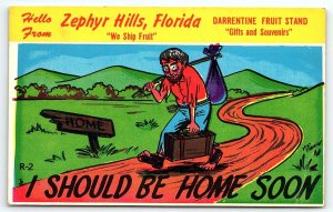 VINTAGE ZEPHYR HILLS FLORIDIA DARRENTINE FRUIT STAND LAFF GRAM POSTCARD 46-194