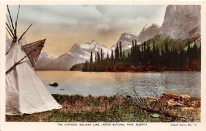 J9/ Jasper National Park Alberta Canada RPPC Postcard c30s Tepee Indian 259