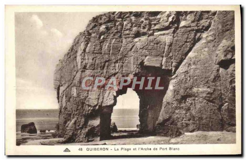 Old Postcard The Quiberon Beach and L & # 39Arche White Port