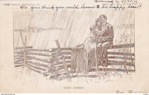 Couple on Fence in rain , 00-10s