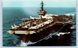 U.S.S. KITTY HAWK Aircraft Carrier (CVA-63)  c1960s Navy Ship Military Postcard