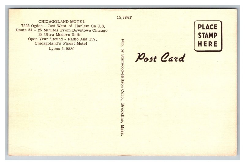 Chicagoland Motel Lyons Illinois Postcard