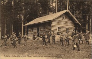 Bavaraia Germany ArbeiterschutzhutteLogging Lumberjacks Log Cabin c1910 Postcard