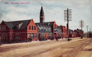 OGDEN UTAH UNION RAILROAD DEPOT~POSTCARD 1915