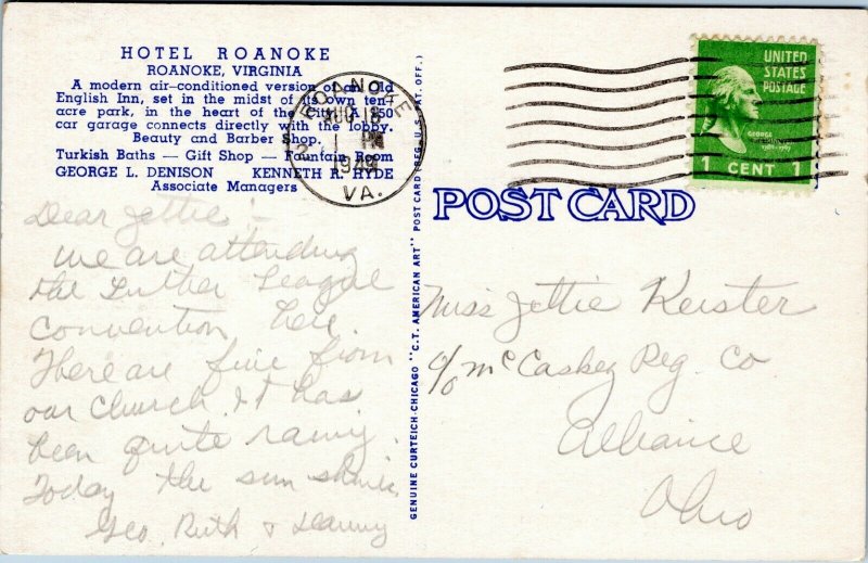 postcard Hotel Roanoke, Virginia