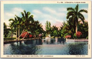 A Peaceful Florida River Pretty Scens on New River Fort Lauderdale FL Postcard