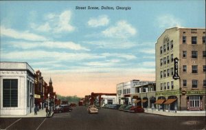 Dalton Georgia GA Street Scene 1940s Linen Postcard