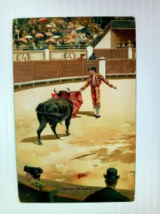 Vintage Postcard 1910's Pasando De Muleta Spain Bull Fighter