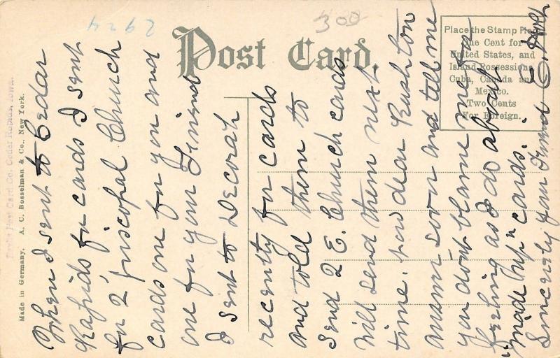 Cedar Rapids Iowa~Stone Structure Grace Episcopal~Wind Vane on Steeple