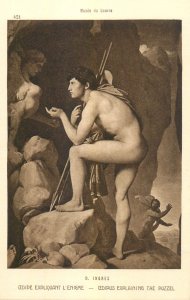 Fine art painting postcard Ingres - Oedipus explaining the Puzzle