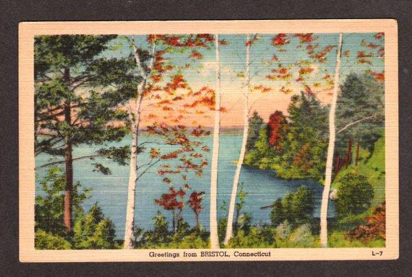 CT Greetings From Bristol Connecticut Postcard Linen PC, Conn