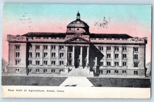 Ames Iowa Postcard New Hall Agriculture Exterior Building c1909 Vintage Antique