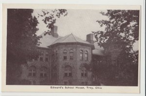 Old TROY Ohio Postcard EDWARDS SCHOOL HOUSE