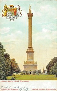 QUEENSTON HEIGHTS ONTARIO~GENERAL BROCK MONUMENT~NICKLIS LAWRENCE 1906 POSTCARD