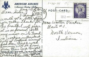Postcard: American Airlines Between Los Angeles And New York Mercury Posted 1962