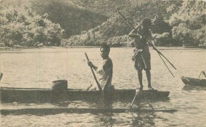 South Pacific Young Native fishing New Caledonia Postcard 22-5963