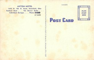 Mansfield Ohio 1950s Postcard Antom Motel on US30