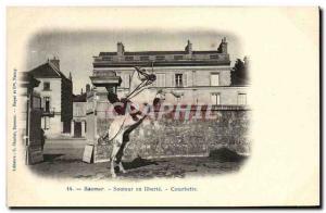 Old Postcard Equestrian Horse Jumper in Saumur freedom Courbette