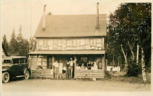 1920s Large family automobile home porch RPPC Photo Postcard 22-6135