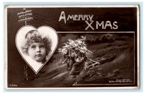 Merry Christmas Xmas Portrait RPPC 1907 Miles City MT Vintage Antique Postcard