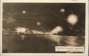 Washington DC Penna Ave Illuminated 1913 Inauguration? Real Photo Postcard