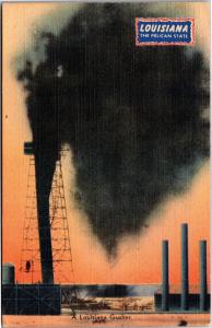 Louisiana Oil Gusher Oil Well Vintage Postcard H12