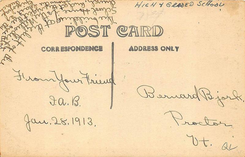 Randolph VT High and Graded School in 1913 RPPC Postcard