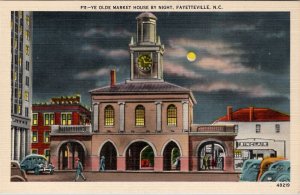 Fayetteville North Carolina Ye Olde Market House by Night  Linen Postcard X2