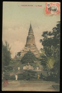 Pnom-Penh. Le Pnom. Cambodia. 1911 postcard. French Indo-China stamp