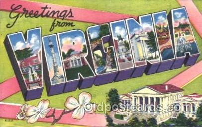 Virginia, USA Large Letter State Unused 