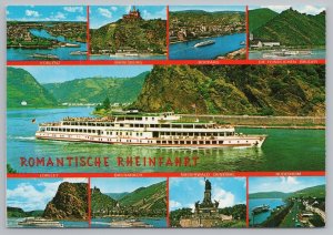 Transportation~Ships~Tours & Sights Along Rhine River~Continental Postcard 