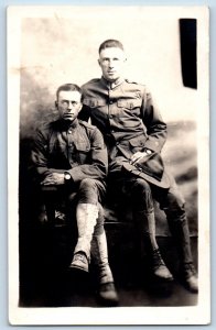 WWI Postcard RPPC Photo US Army Soldiers Studio c1910's Unposted Antique