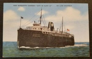 Mint Vintage Illustrated Postcard City of Flint 32 Steamer Lake Michigan