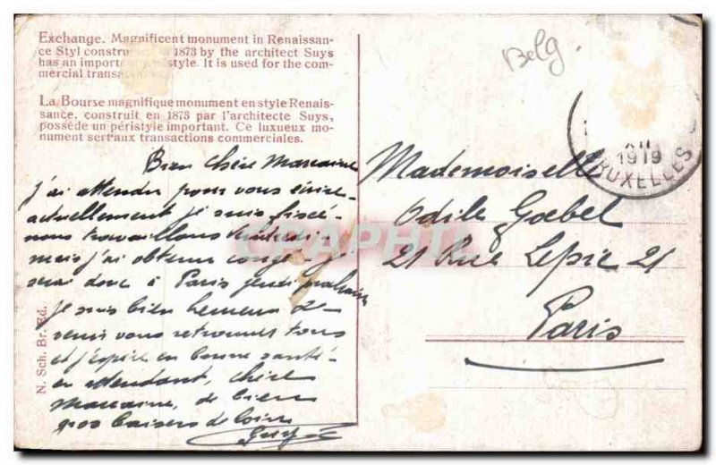 Old Postcard Brussels Stock Exchange