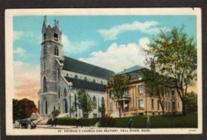 MA St Patrick's Church & Rectory FALL RIVER MASS Postcard Massachusetts