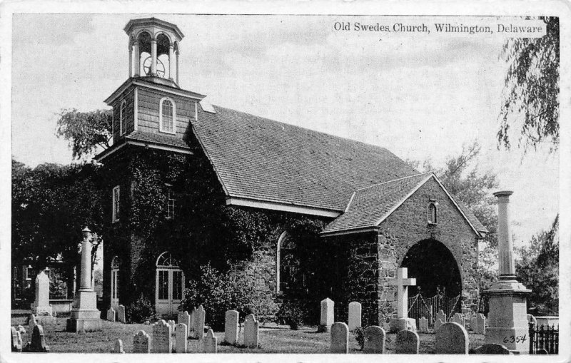 WILMINGTON, Delaware DE   OLD SWEDES CHURCH Cemetery~Graves~Headstones  Postcard