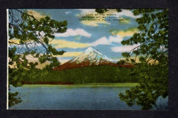 OR Vintage Lake of the Woods Mt McLoughlin nr Klamath Falls Oregon Postcard PC