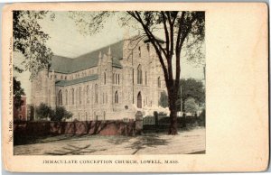 Immaculate Conception Church, Lowell MA Undivided Back Vintage Postcard C23