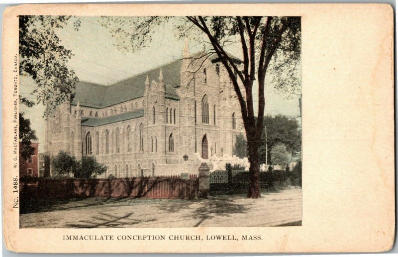 Immaculate Conception Church, Lowell MA Undivided Back Vintage Postcard C23 