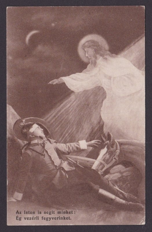 HUNGARY 1918, Postcard, God also helps us, WWI, Posted