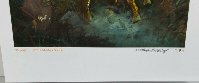 SHIVERBONES Matthew KIRSCHT Signed #3/15 HAYRIDE LARGE PRINT Vtg Postcard Style