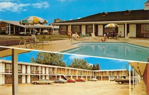 MOTEL DEMOPOLIS Alabama 1960s Cars Swimming Pool Roadside Vintage Postcard