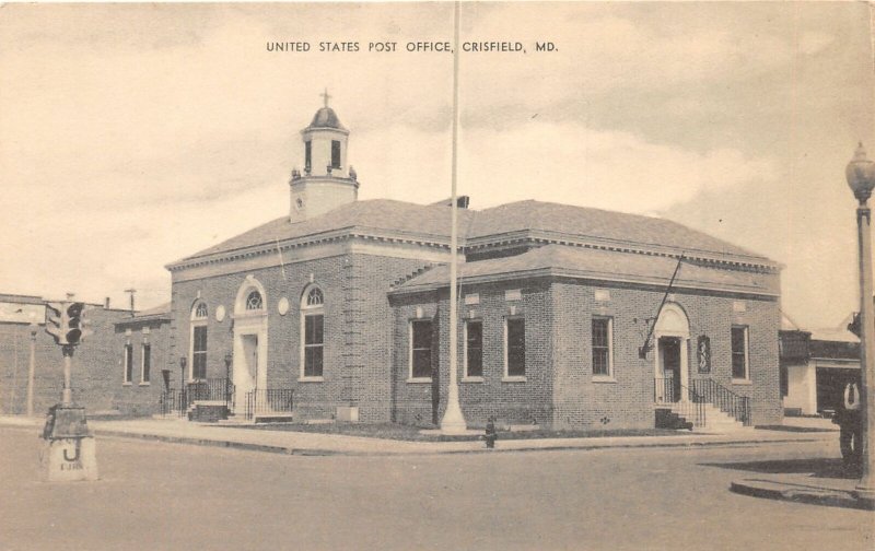 F52/ Crisfield Maryland Postcard c1940s U.S. Post Office Building