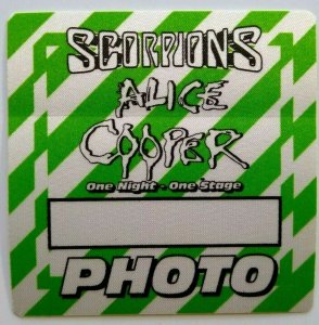 Alice Cooper Scorpions Backstage Pass Original 1996 Hard Rock Music Green Stripe