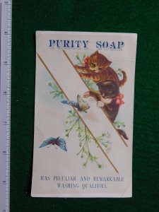 1870s-80s Standard Soap Company  Kittens Swatting Butterflies Trade Card F30