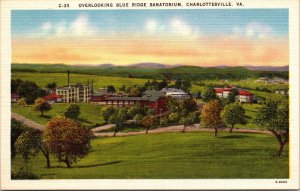 Overlooking Blue Ridge Sanatorium Charlottesville VA Virginia Sunset Postcard 