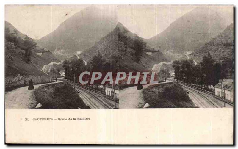 Stereoscopic Card - Cauterets - Road Railliere - Old Postcard